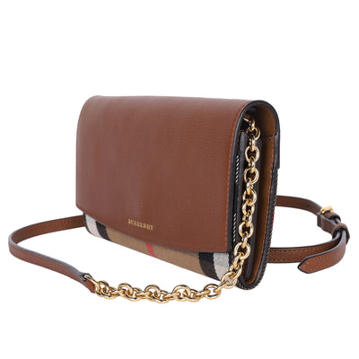 House Check Henley Leather Chain Wallet