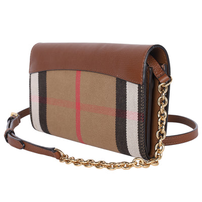 House Check Henley Leather Chain Wallet