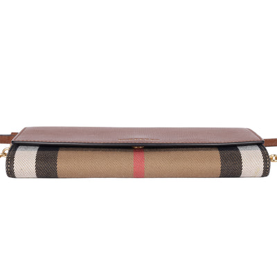 House Check Henley Leather Chain Wallet