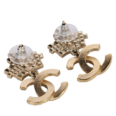 Gold-Plated Faux Pearl & Strass CC Crown Drop Earrings, 2021