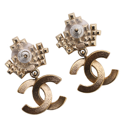 Gold-Plated Faux Pearl & Strass CC Crown Drop Earrings, 2021