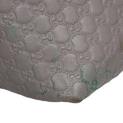 Microguccissima Grey Leather Top Handle Bag with Gold Hardware