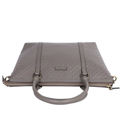 Microguccissima Grey Leather Top Handle Bag with Gold Hardware