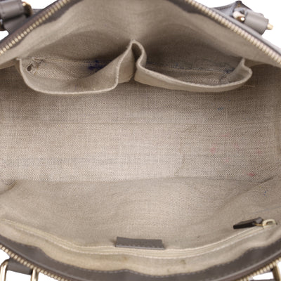 Microguccissima Grey Leather Top Handle Bag with Gold Hardware