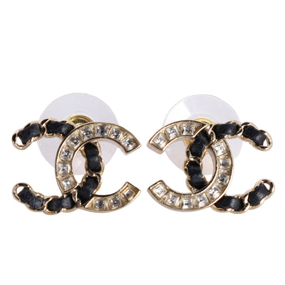 Leather Interlocking CC Stud Earrings