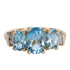 10K Yellow Gold Blue Topaz Three-Stone Past Present Future Ring
