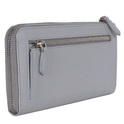 Saffiano Triangle Half Zip Wallet