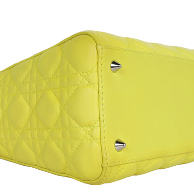 Lady Dior Yellow Lime Leather Shoulder Bag