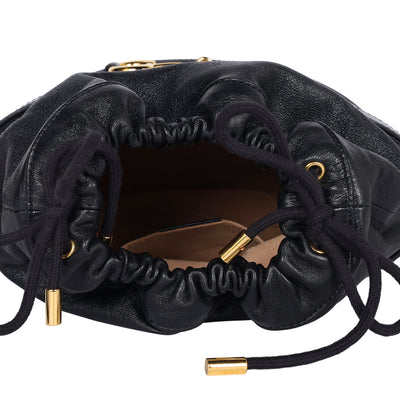 Azalea Sakai Calfskin Horsebit 1955 Drawstring Bucket Bag