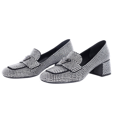 Crystal-embellished logo-plaque Loafers Size 35.5 NEW