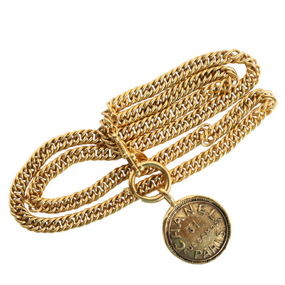 Gold Metal Medallion CC Chain Necklace