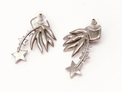 Logo Silver Rhinestone Star Pierced Earrings