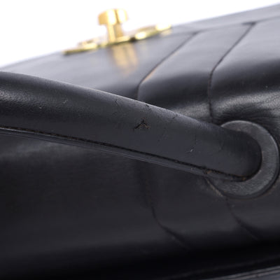 1994-1996 Jumbo Black Lambskin Flap Bag with Gold Hardware
