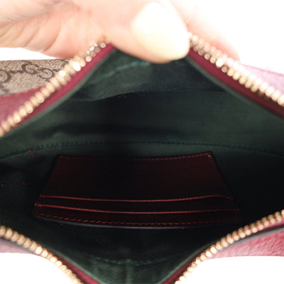 GG Supreme Monogram Textured Dollar Calfskin Small Ophidia Shoulder Bag Beige Bordeaux