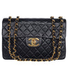 1991-1994 Jumbo Classic Flap Bag Black Lambskin Gold Hardware