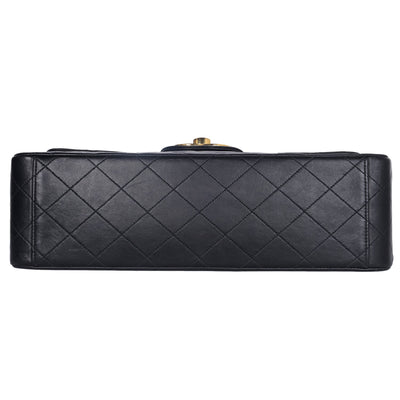 1991-1994 Jumbo Classic Flap Bag Black Lambskin Gold Hardware