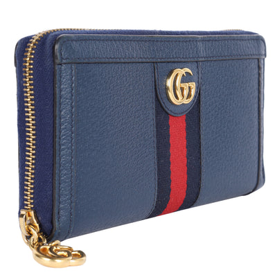 Calfskin Web Ophidia Zip Around Wallet