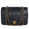 Classic Full Flap shoulder bag in black quilted leather