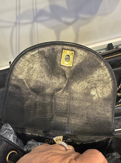 1996-1997 Black Duma Quilted Lambskin Leather Backpack Bag