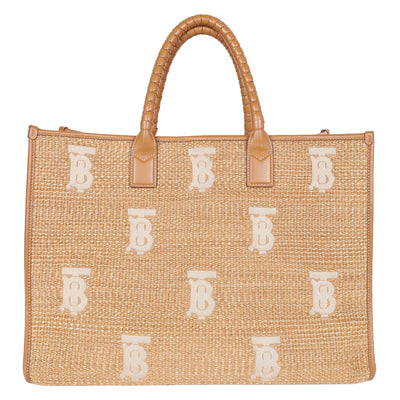 Raffia Calfskin Leather Freya Tote