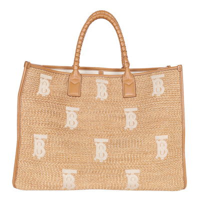 Raffia Calfskin Leather Freya Tote