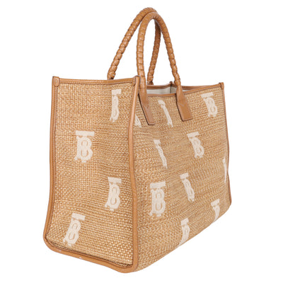 Raffia Calfskin Leather Freya Tote