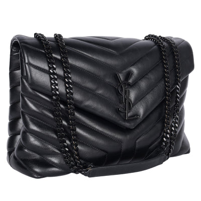 Calfskin Y Quilted Monogram Medium Loulou Chain Satchel