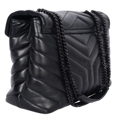 Calfskin Y Quilted Monogram Medium Loulou Chain Satchel