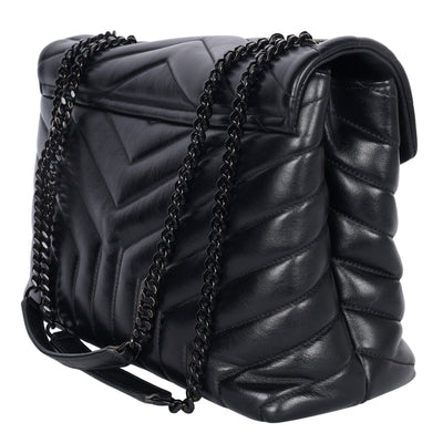 Calfskin Y Quilted Monogram Medium Loulou Chain Satchel