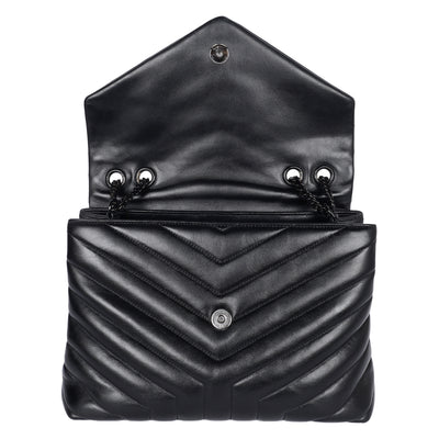 Calfskin Y Quilted Monogram Medium Loulou Chain Satchel