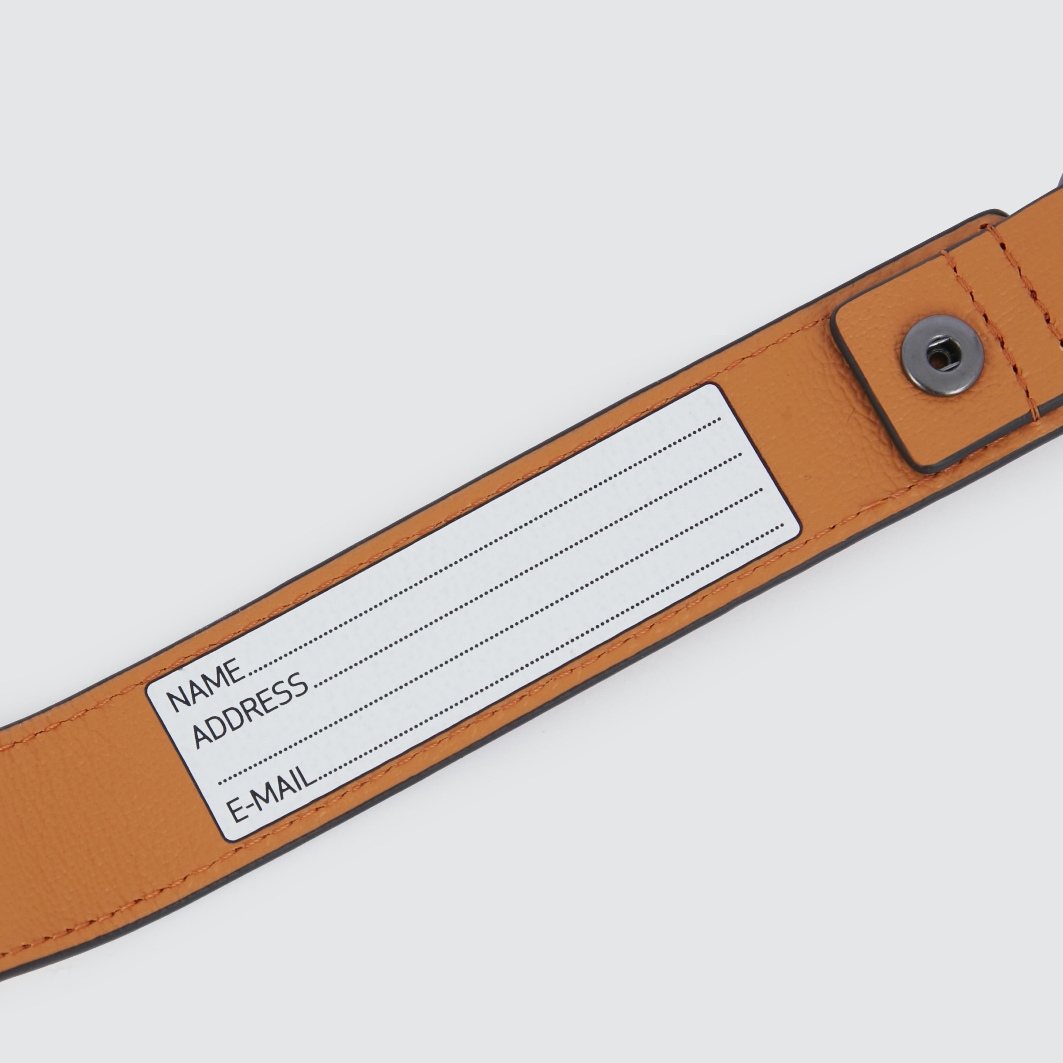 Address Tag in pelle con moschettone