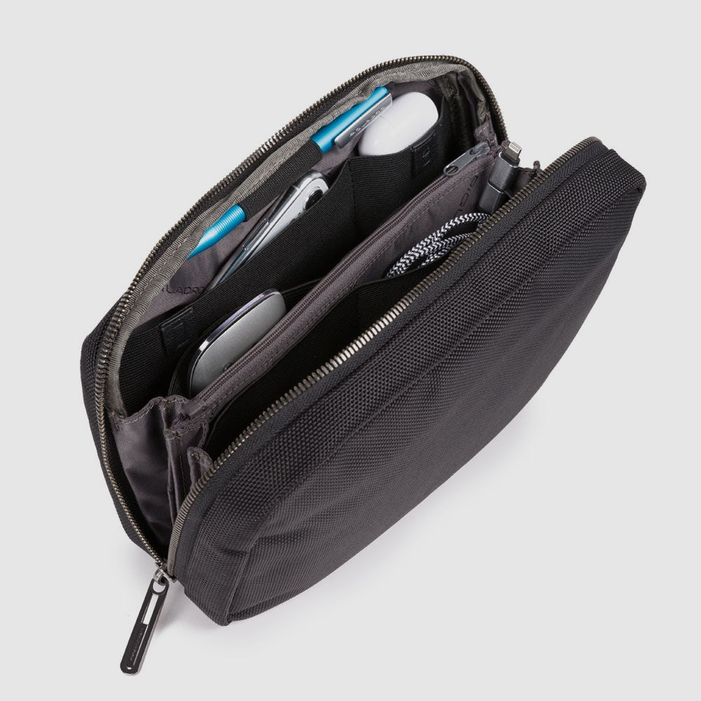 Electronic cord pouch in recycled textile