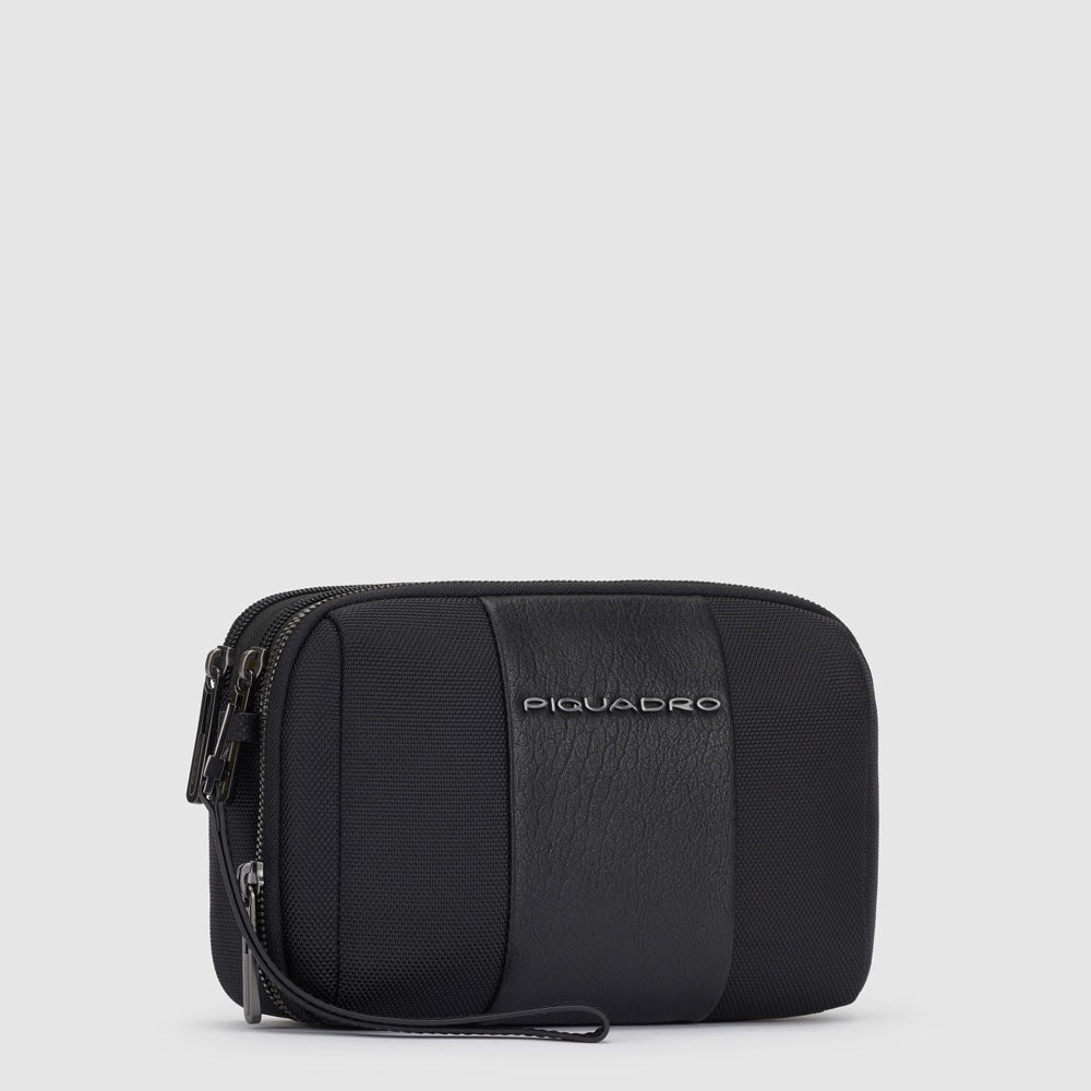 Pochette uomo a due scomparti in tessuto riciclato