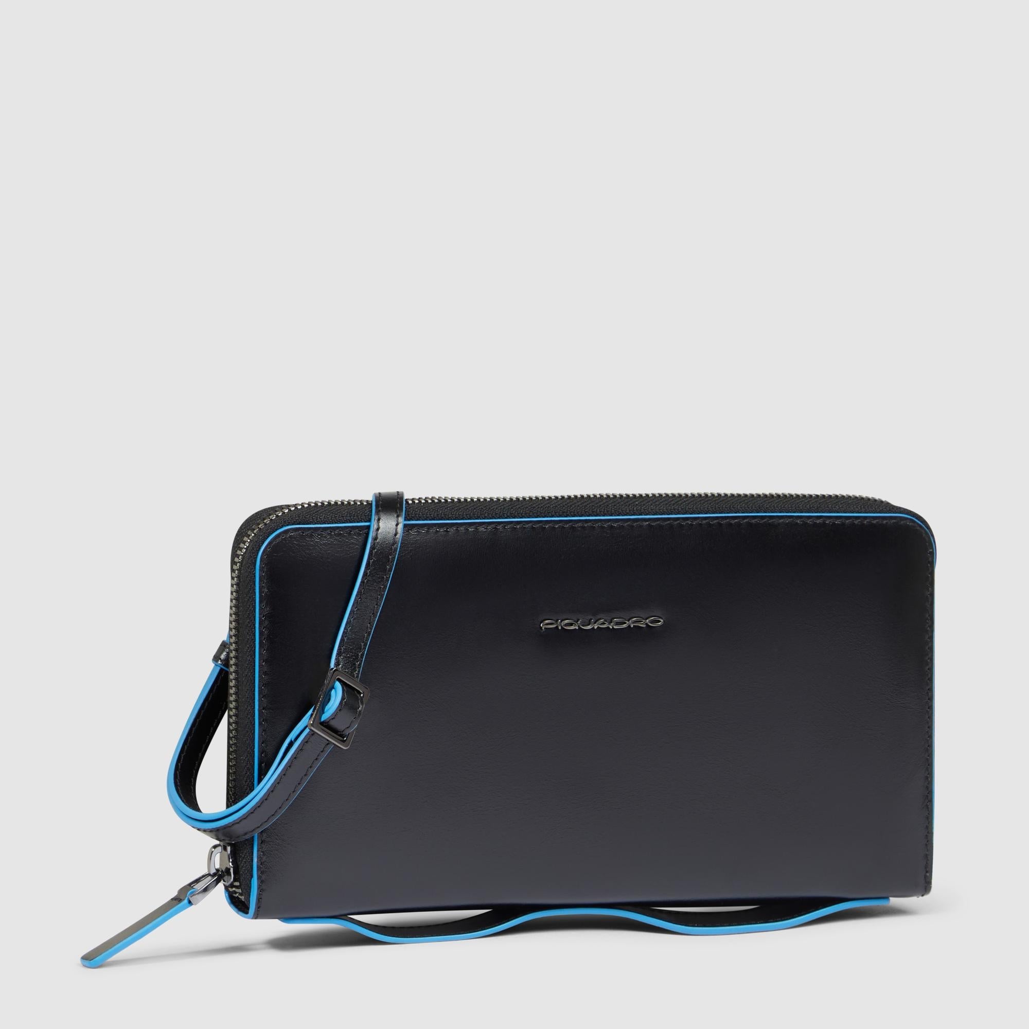 Leather clutch with removable shoulder strap