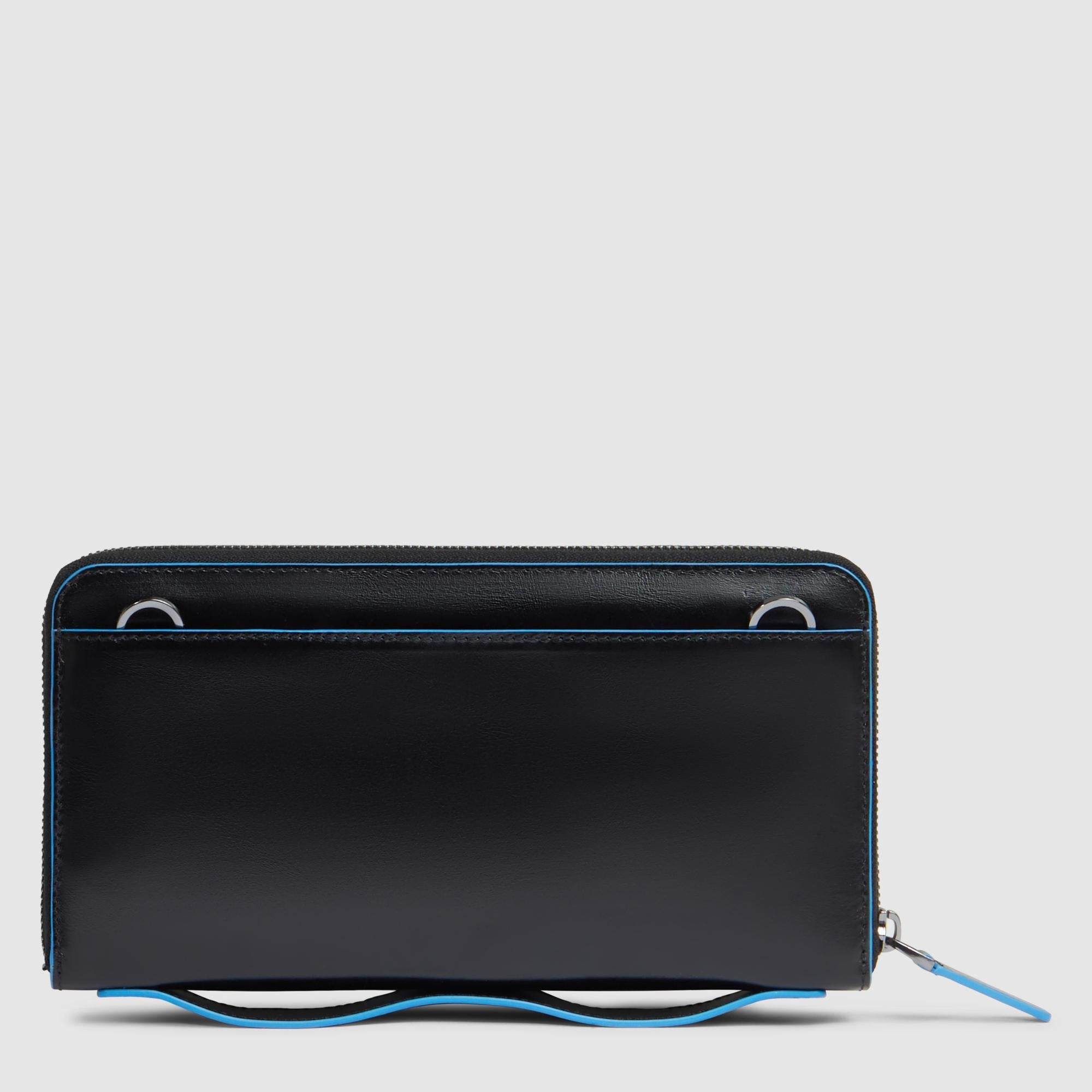 Leather clutch with removable shoulder strap