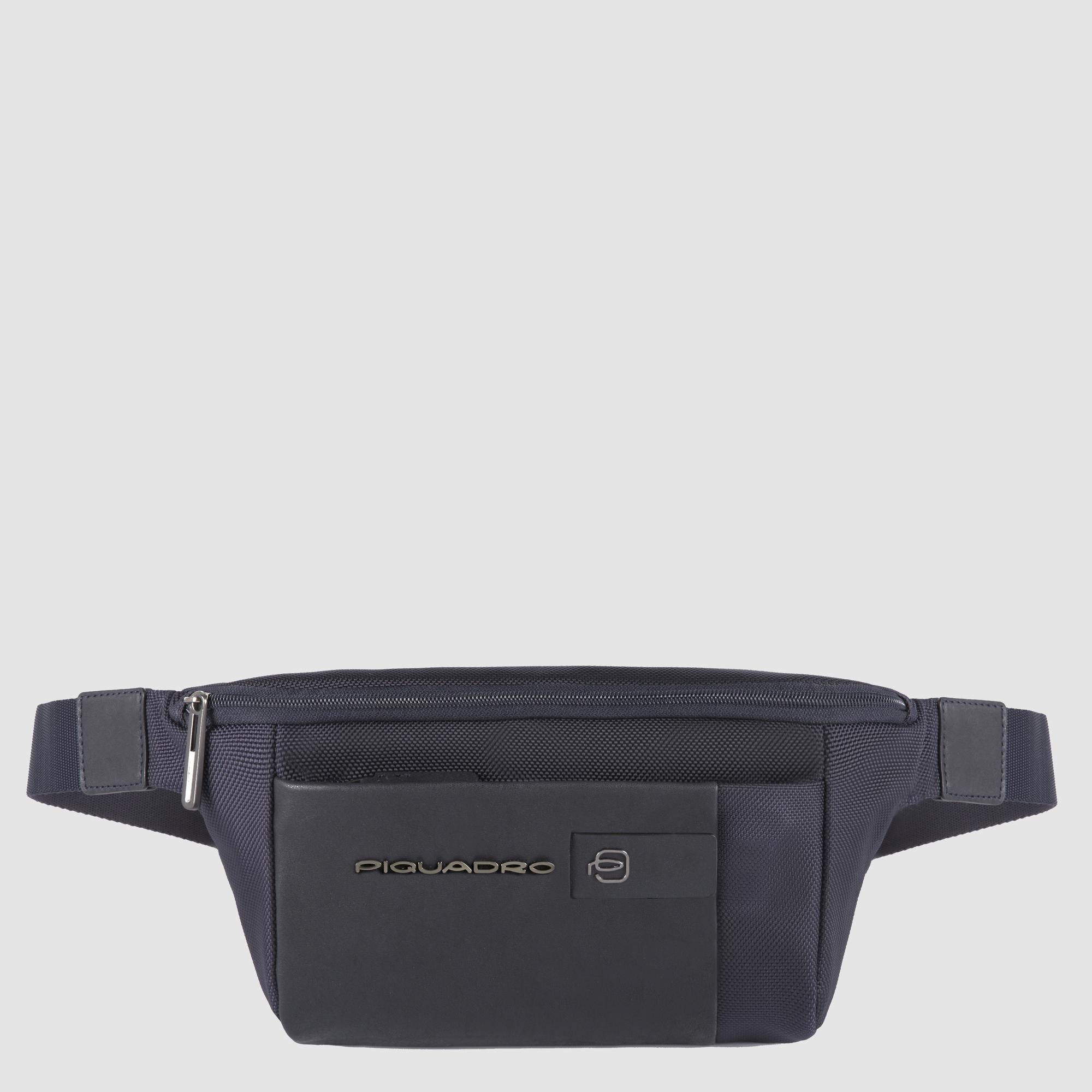 Bum bag in recycled textile and leather