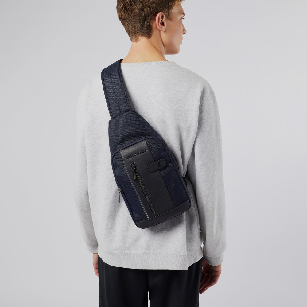 Sling bag in recycled textile with LED light