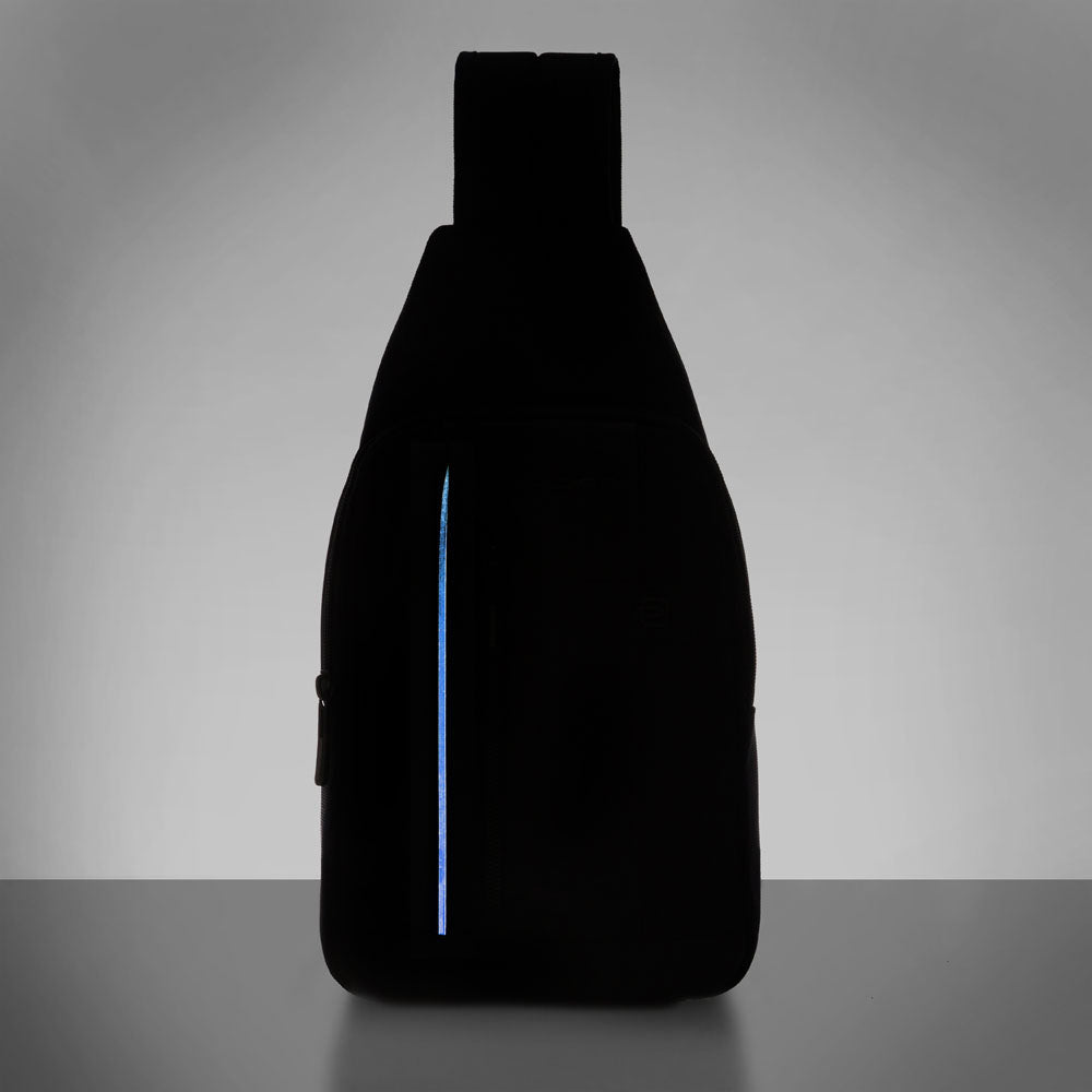 Sling bag in recycled textile with LED light