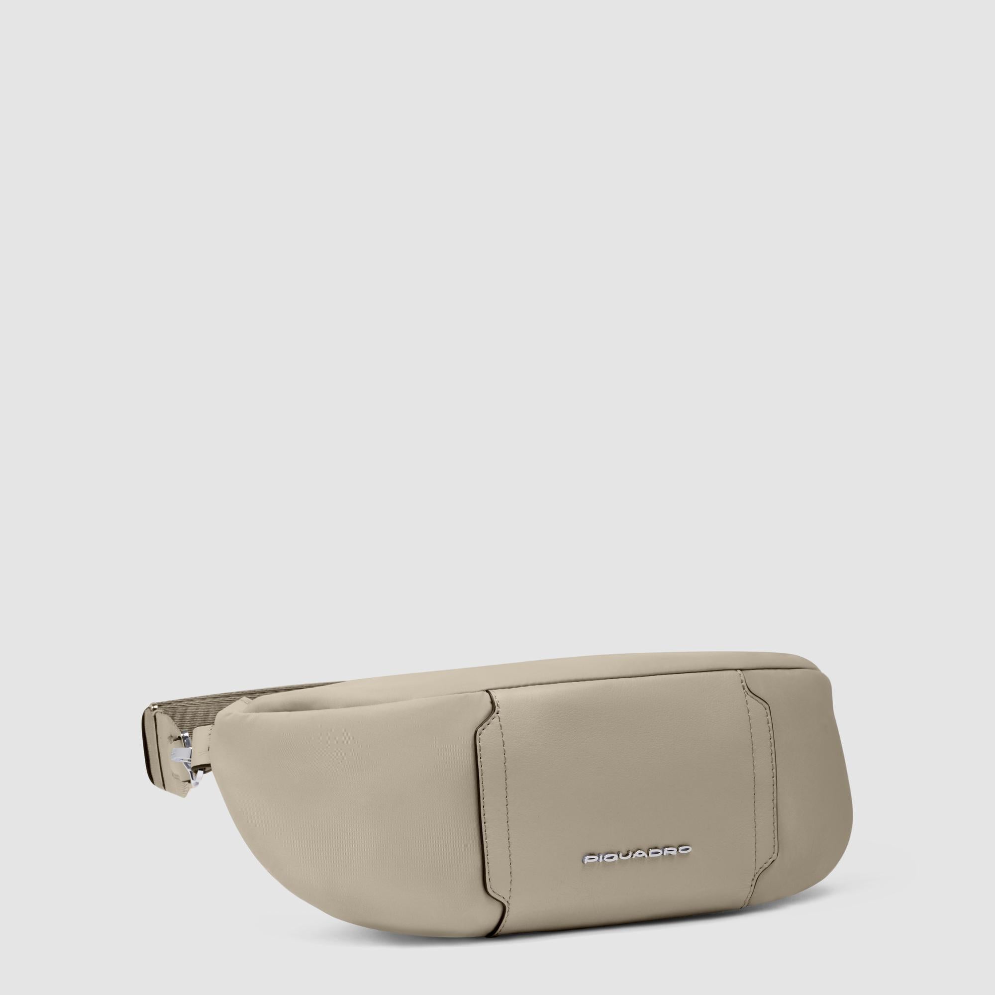 Women's bum bag in recycled fabric and leather