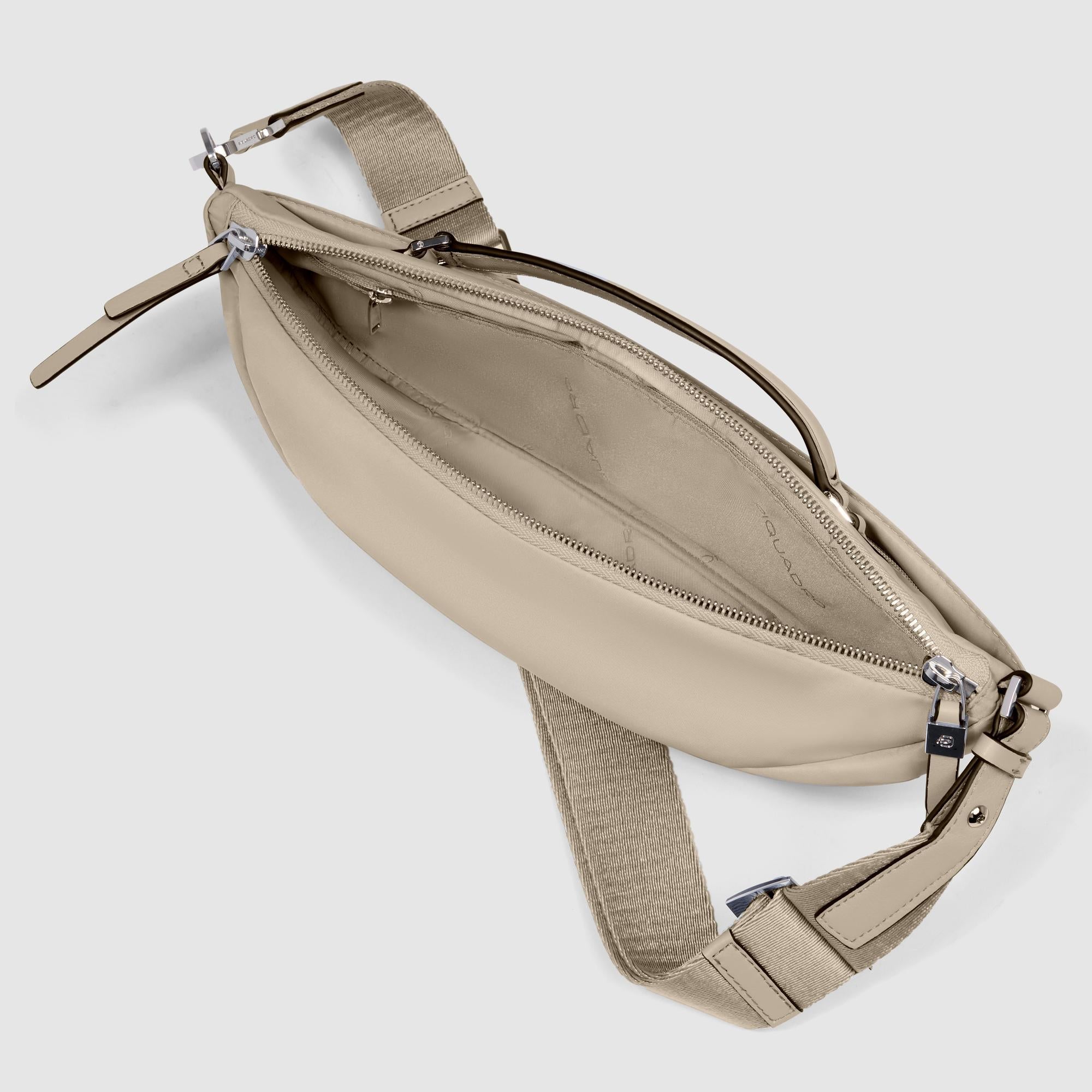 Women's bum bag in recycled fabric and leather