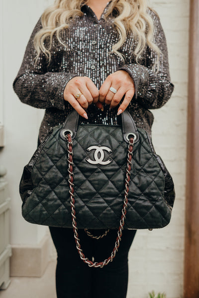 Iridescent Calfskin Quilted Large In The Mix Tote