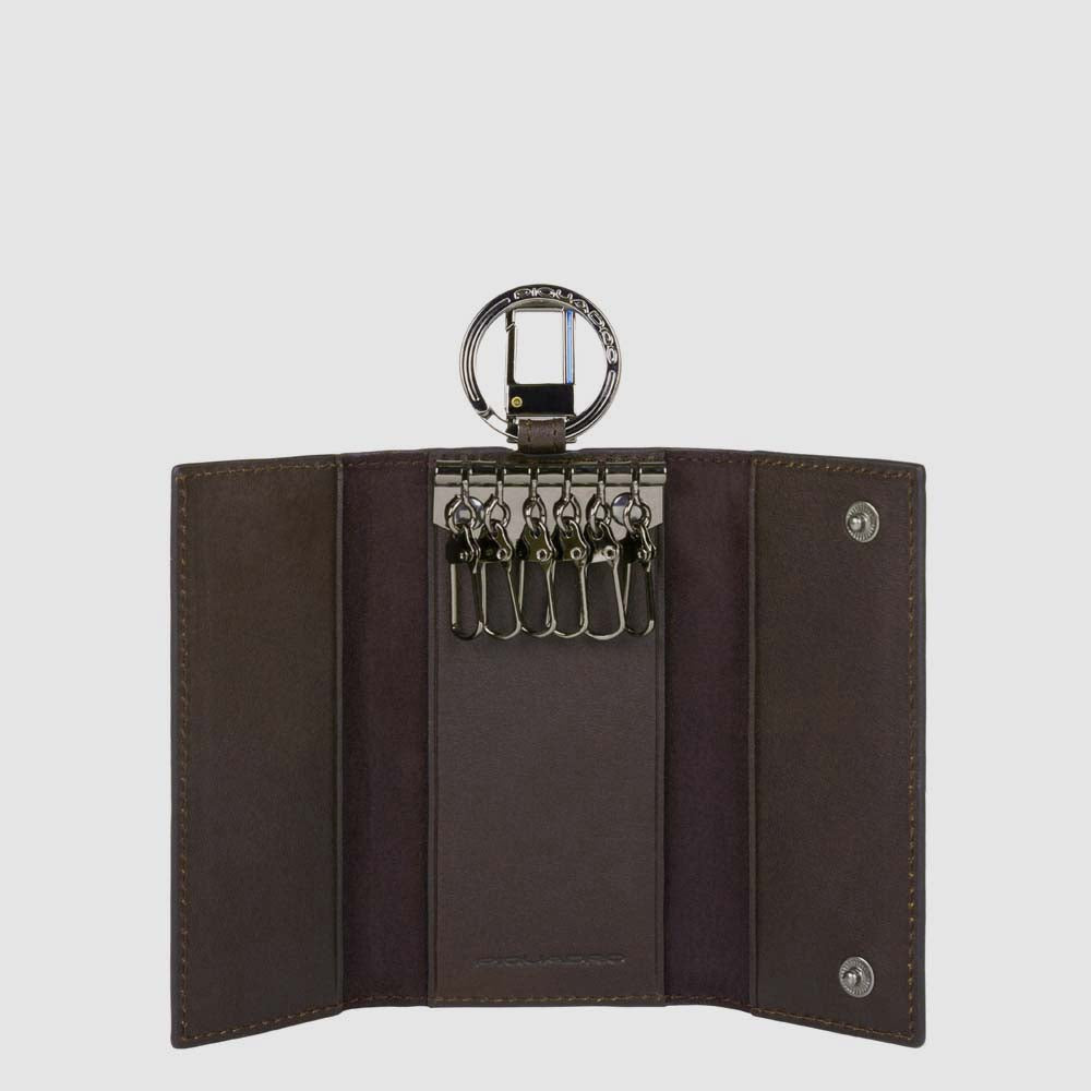 Leather key holder with six hooks