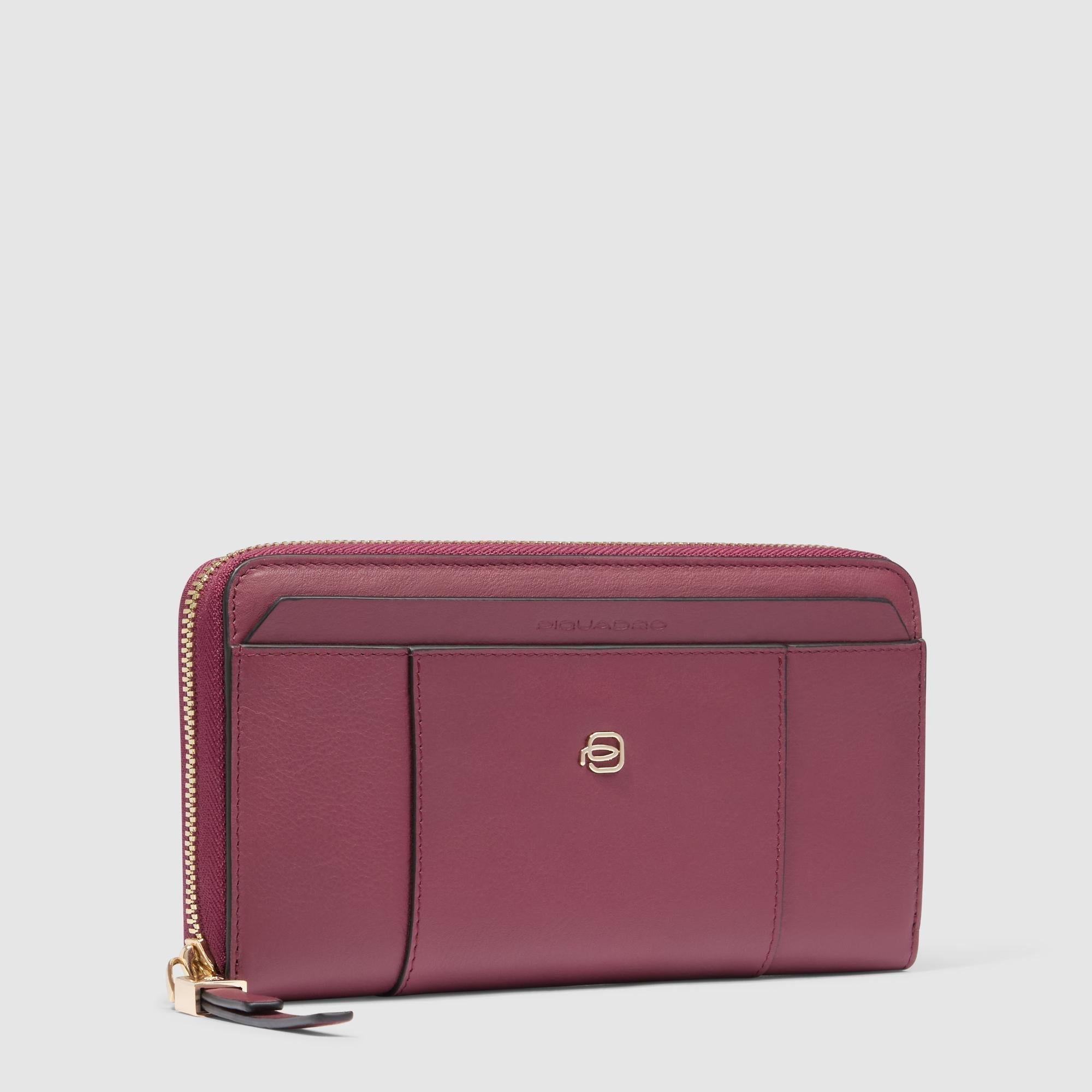 Zip-around women’s wallet with four dividers