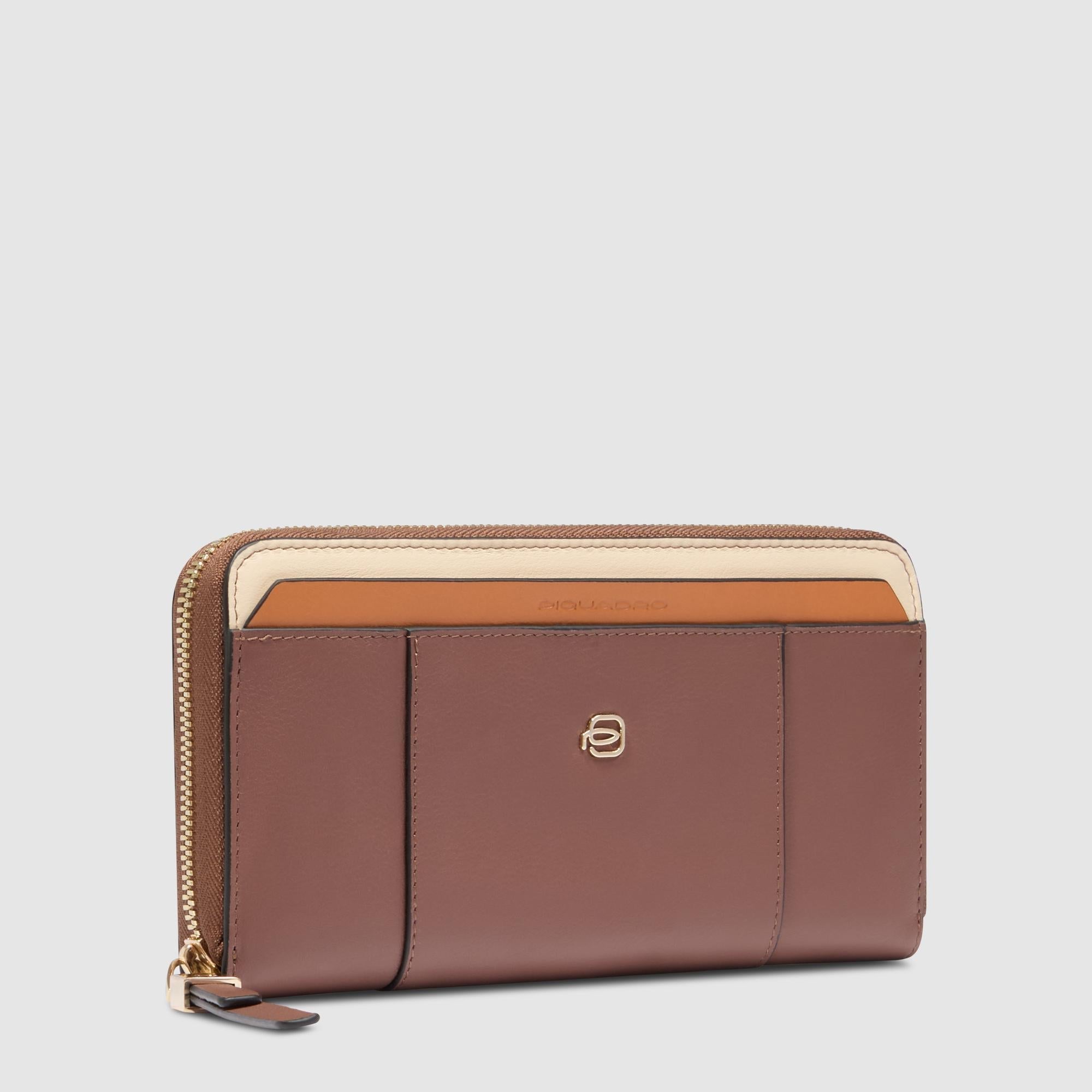 Zip-around women’s wallet with four dividers