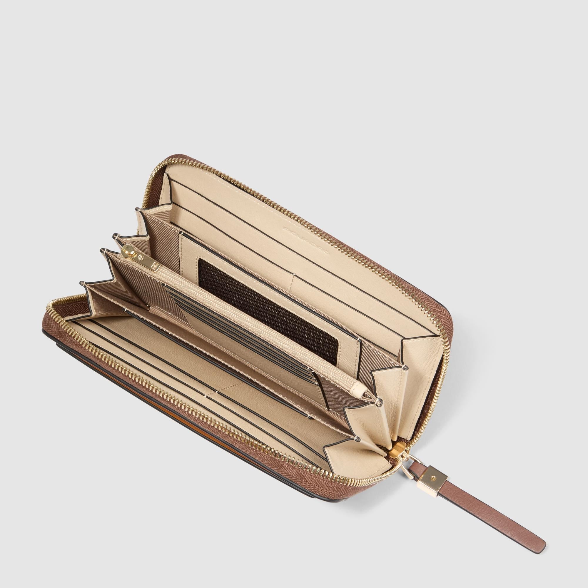 Zip-around women’s wallet with four dividers