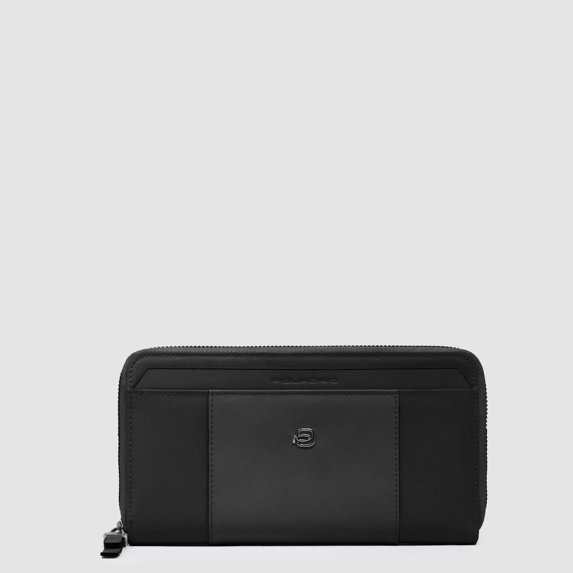 Portefeuille femme zippé à quatre soufflets