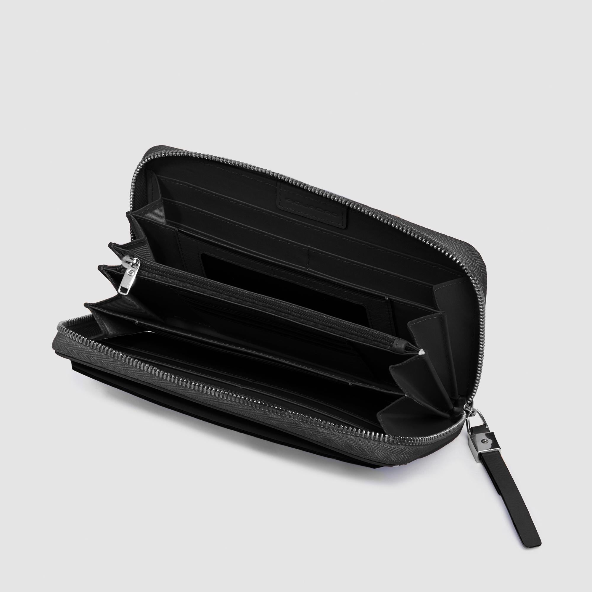 Portefeuille femme zippé à quatre soufflets