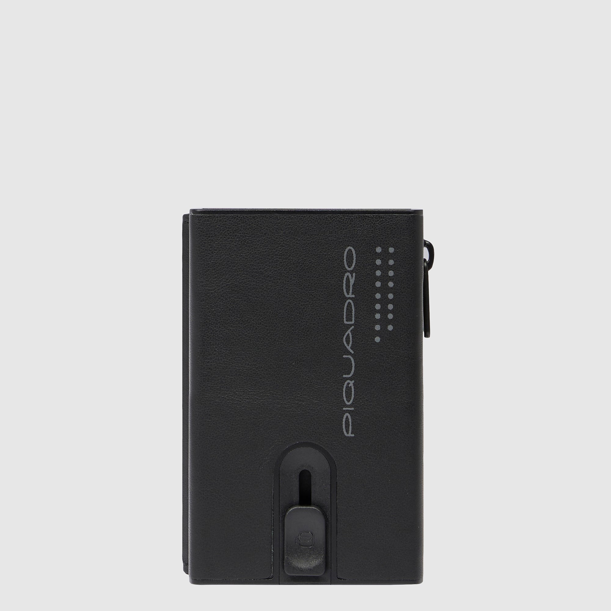 Compact wallet with sliding system and coin pocket