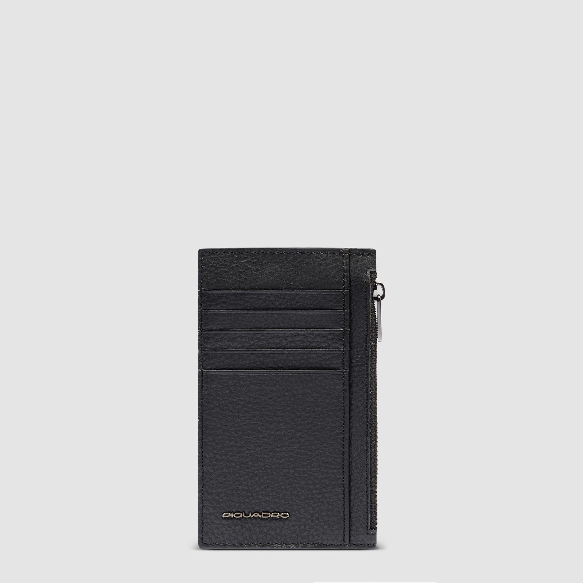 Vertical men's card holder with coin pocket - 1