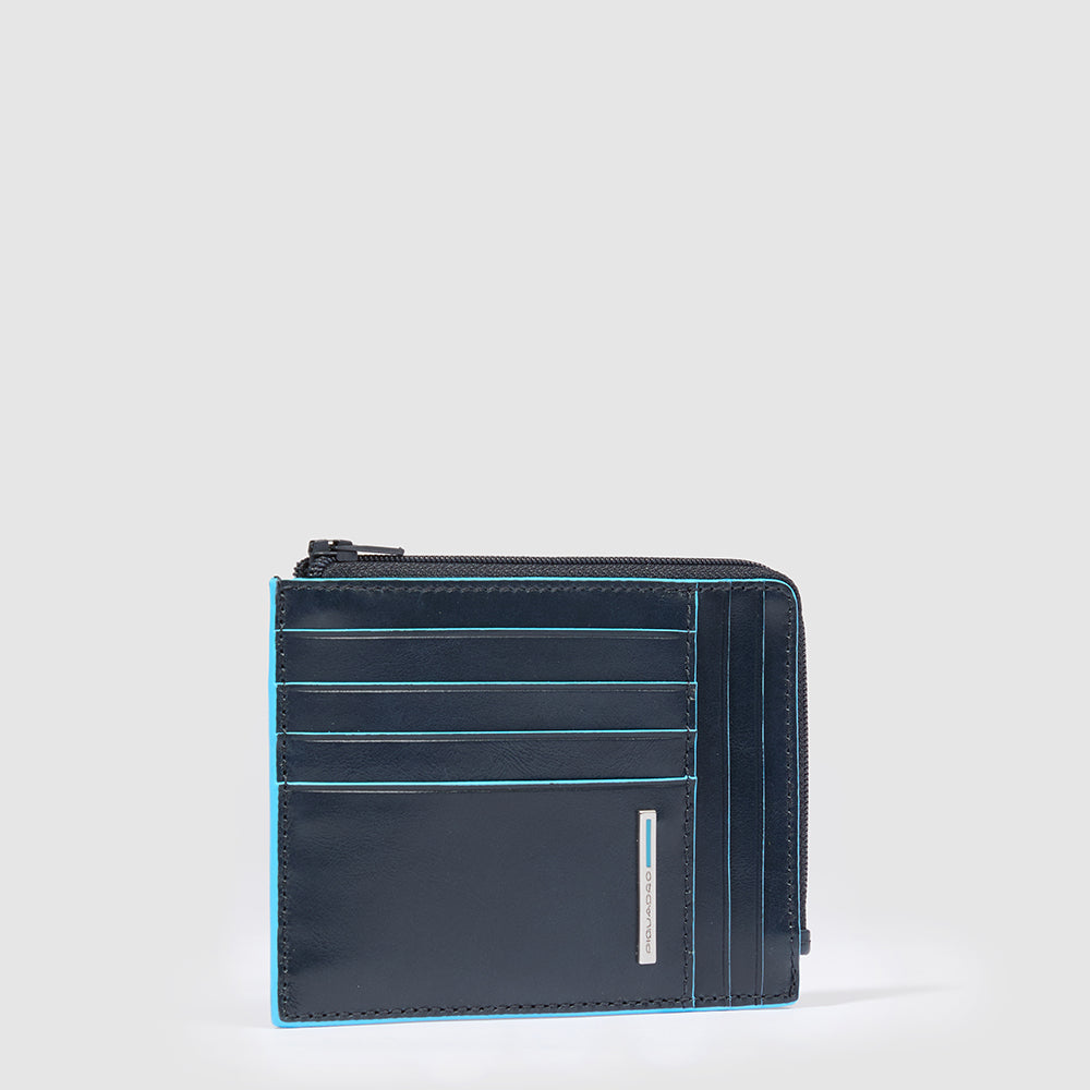 Men's card holder wallet with zipped coin pocket